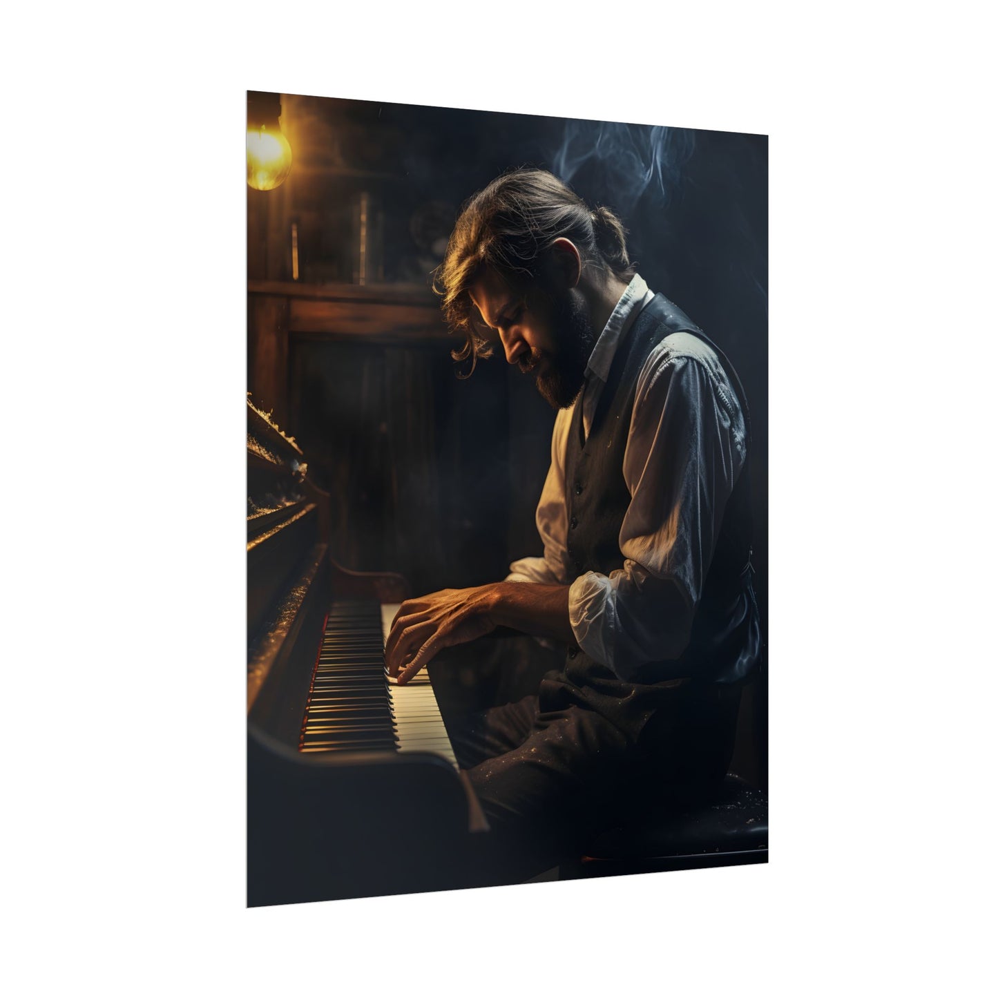 Mysterious Piano Maestro: Musical Artwork - Poster