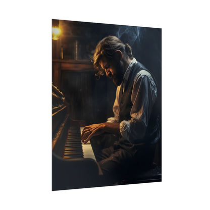 Mysterious Piano Maestro: Musical Artwork - Poster