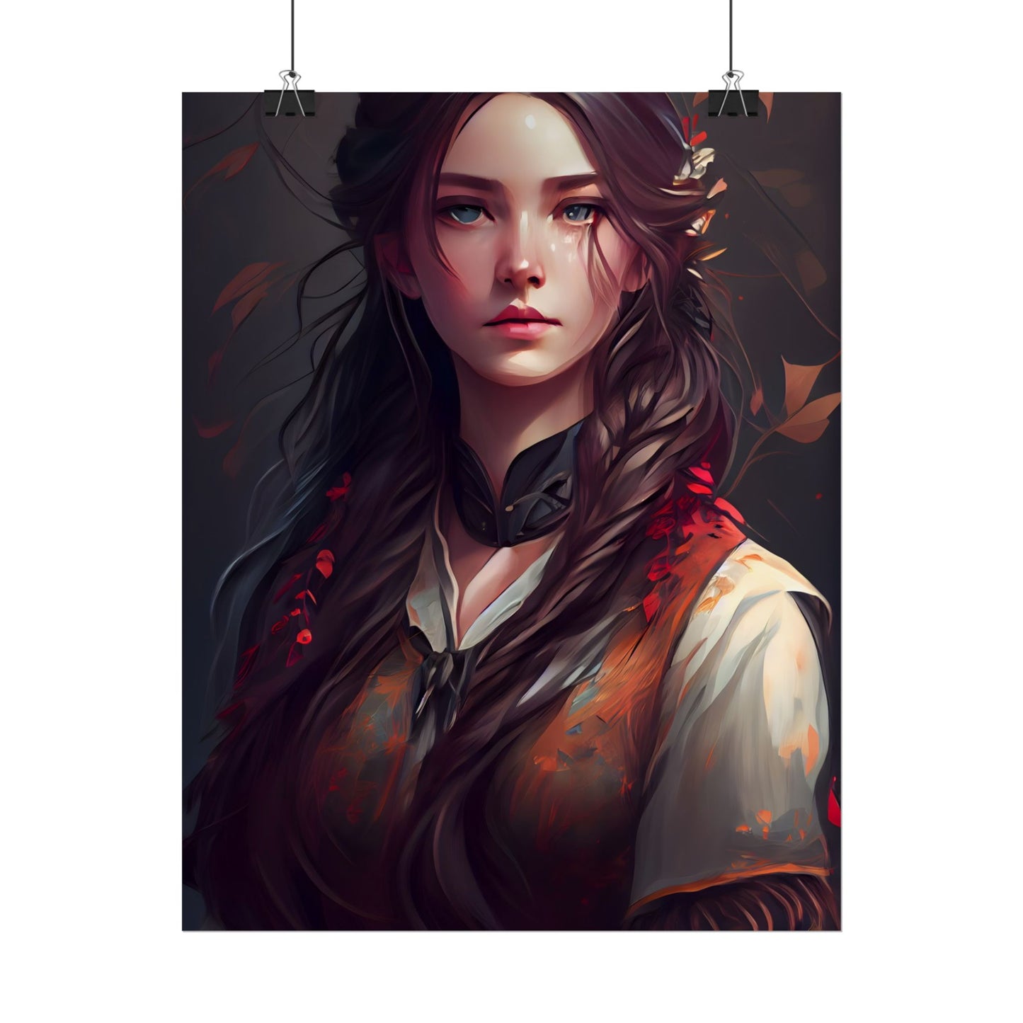 Vibrant Portrait: Brown Hair, Green Eyes Artwork - Poster