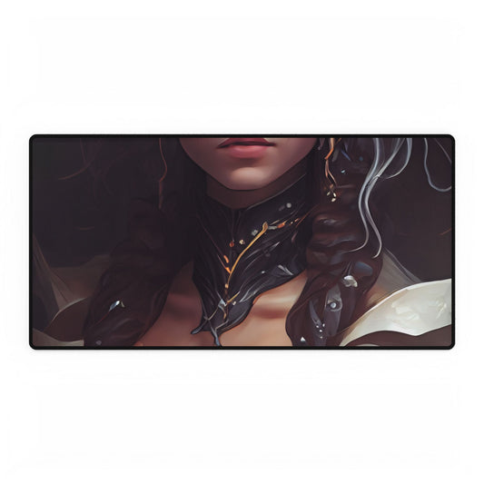 Glamorous Mid-20s Female Portrait: Black Hair Artwork - Desk Mat
