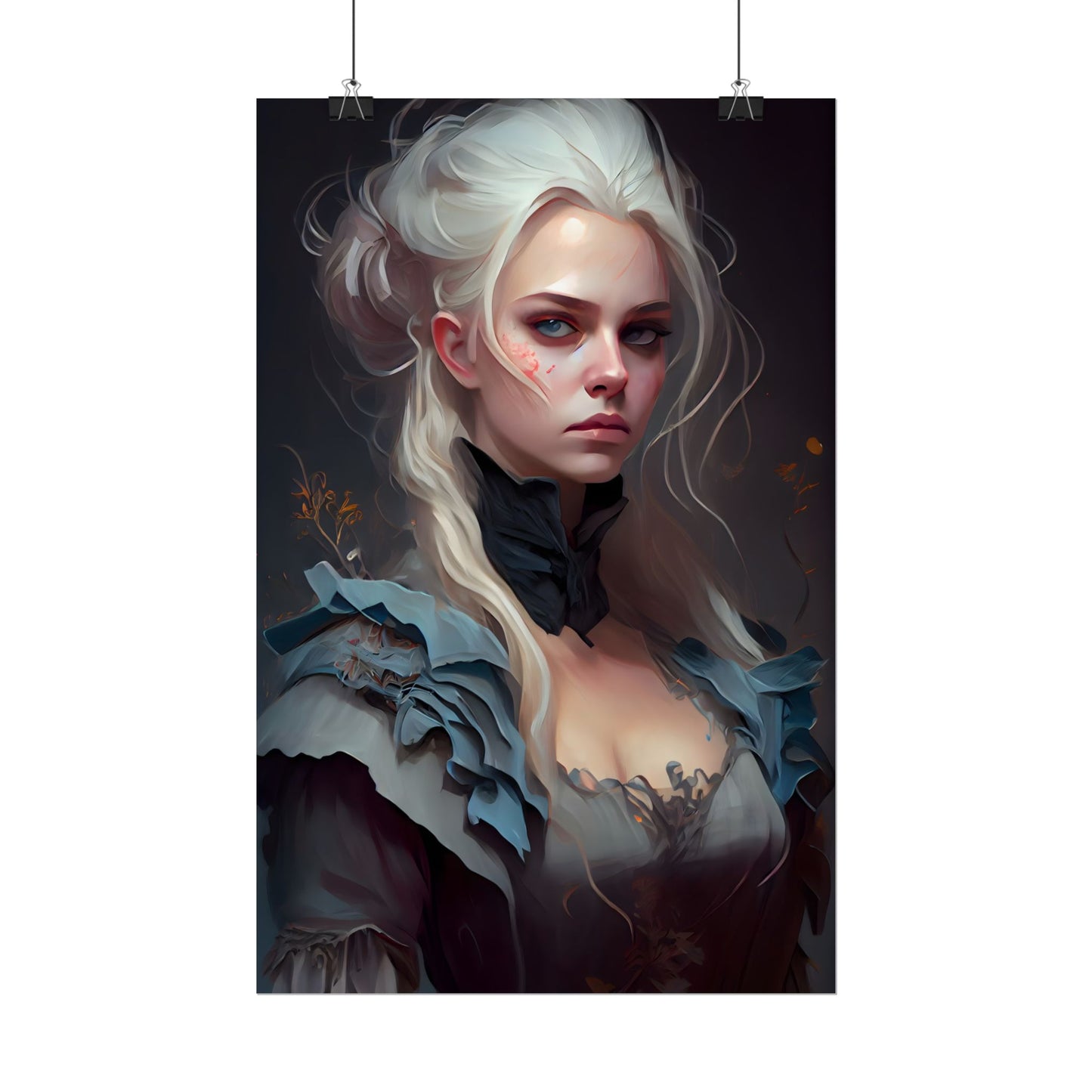 Blonde Profile Portrait: Simple Daylight Dress Art - Poster