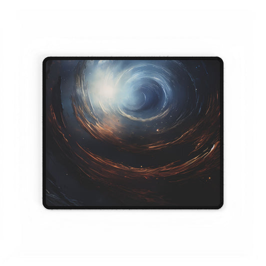 Cosmic Wonder: Black Hole with Orbiting Planet - Desk Mat