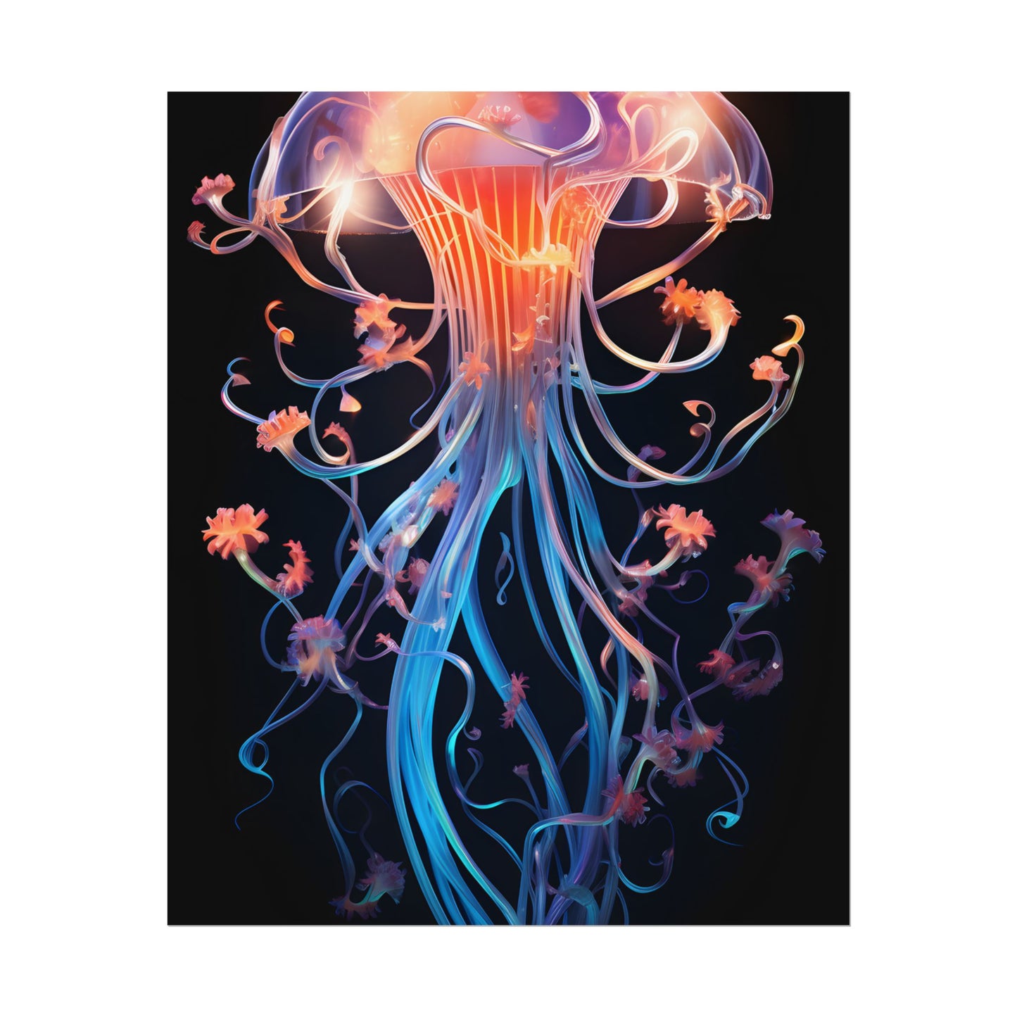 Bioluminescent Oceanic Ballet: Elegantly Poised Dancer in Underwater Performance - Poster