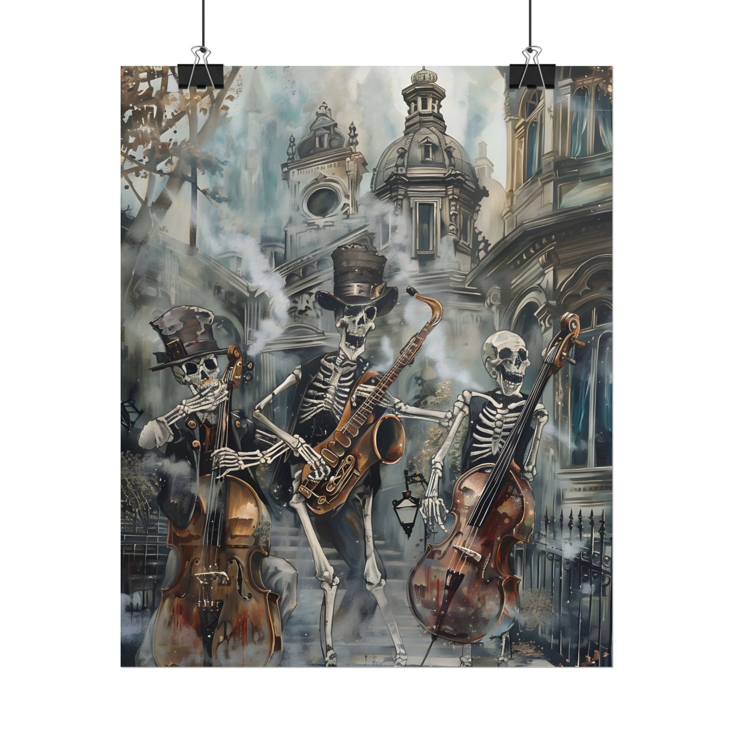 Victorian Lowbrow Jazz: Skeleton Band in Artistic Swing - Poster