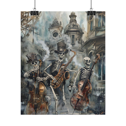 Victorian Lowbrow Jazz: Skeleton Band in Artistic Swing - Poster