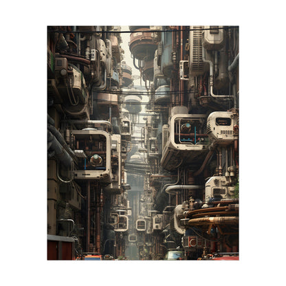 Steampunk Post-Apocalyptic City: Nighttime Digital Artwork - Poster