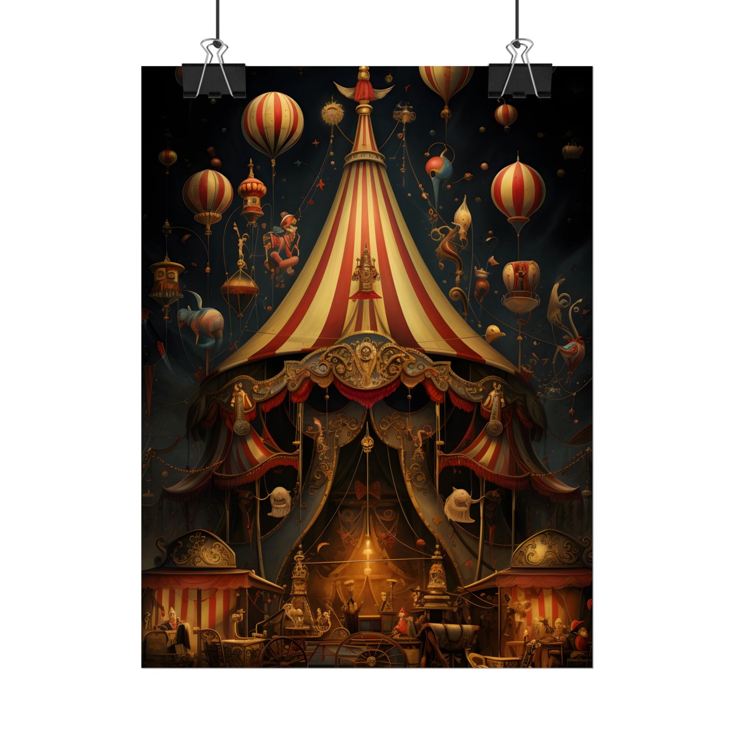 Whimsical Clockwork Circus: Fantastical Art with Vibrant Details - Poster