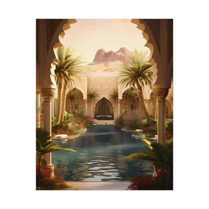 Serene Desert Oasis Art: Arabian Nights-Inspired Print - Poster