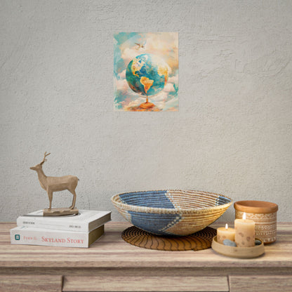 Vintage Globe with 80 Iconic Landmarks: Educational Artwork - Poster