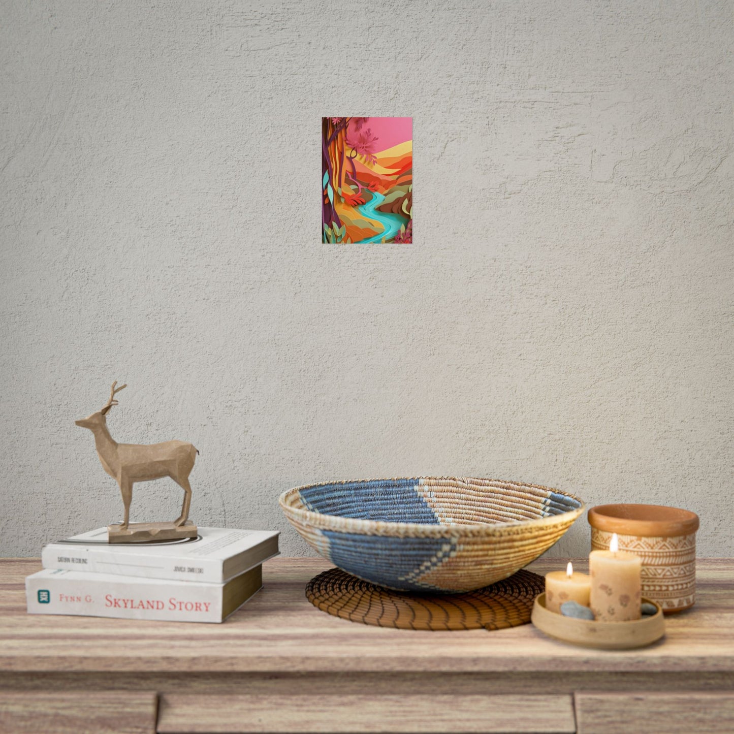 Vibrant Paper Quilled Canyon: Eye-Catching Landscape Art - Poster