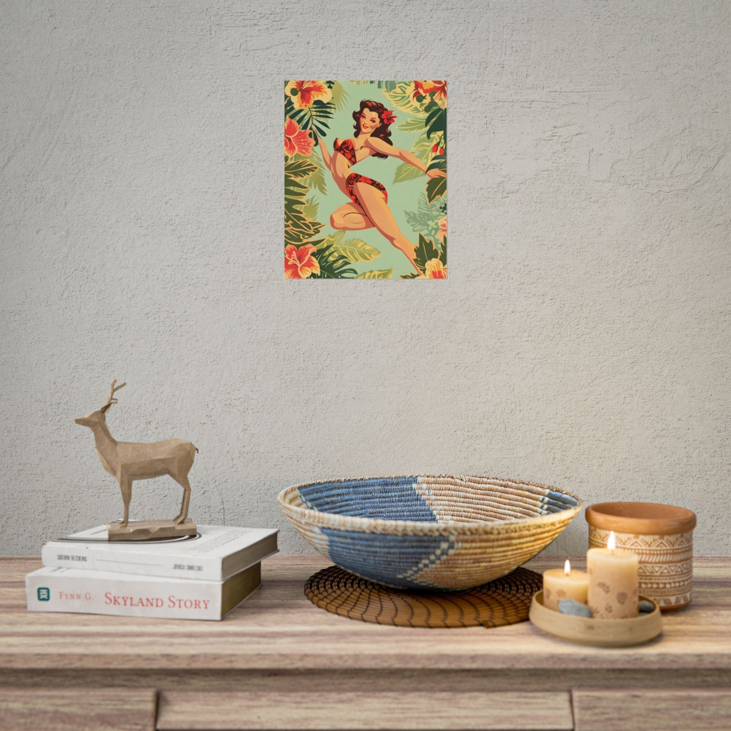 Vintage Retro Pin-Up Girl: Mid-Century Art Illustration - Poster