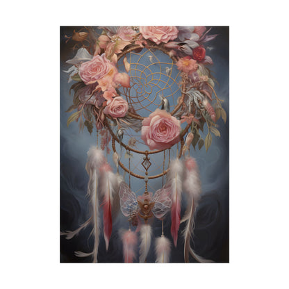 Ethereal Dreamcatcher Realm: Surreal Artwork with Colorful Feathers - Poster