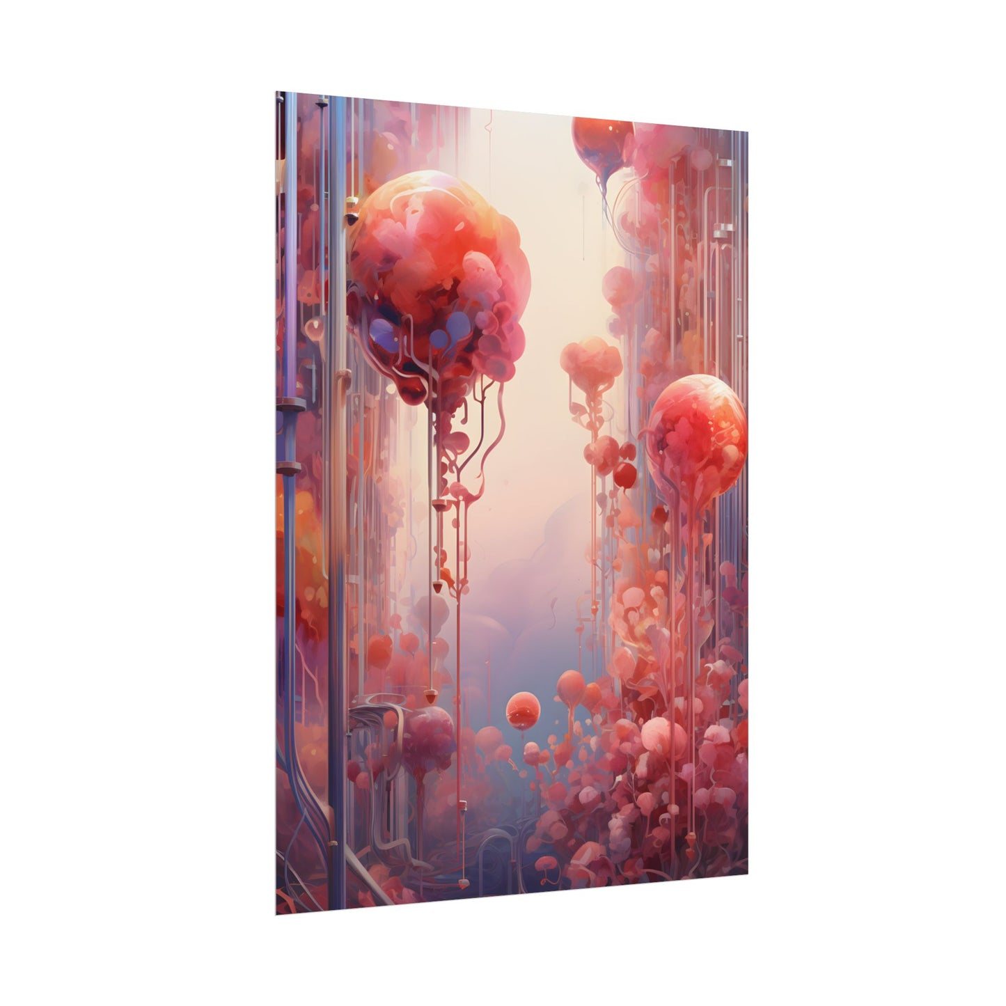 Futuristic Cyber Dreamscape: Abstract Digital Art - Poster