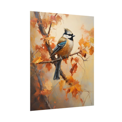 Vibrant Oak Branch: Colorful Leaves Oil Painting - Poster