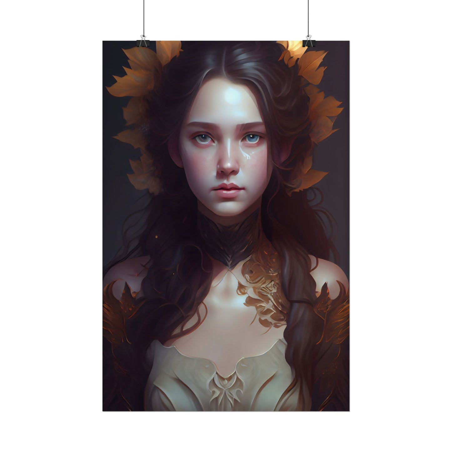 Brown Hair Female Portrait: Artistic Style Digital Art - Poster