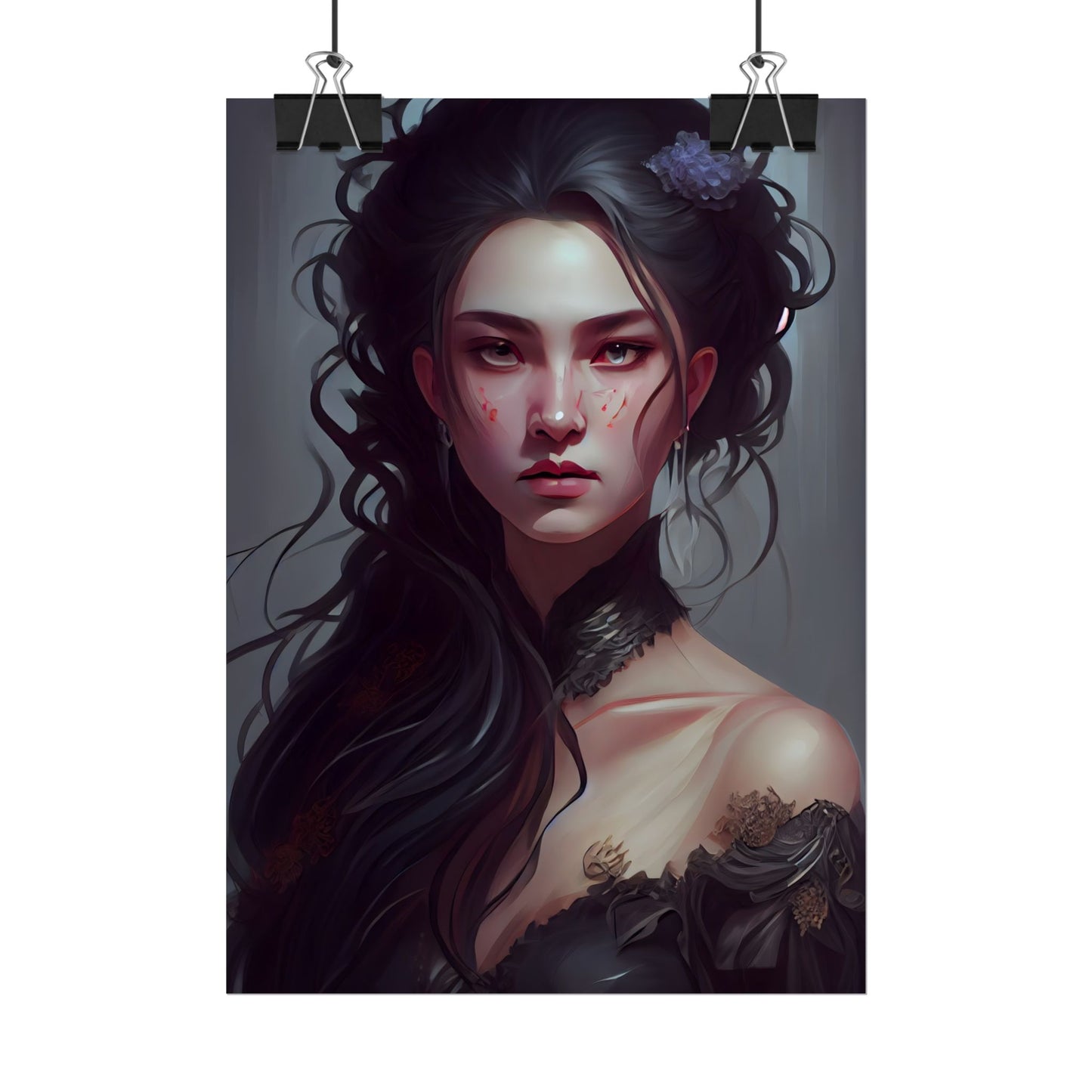 Astonishing Female Portrait: Dr. Black Hair Elegance - Poster