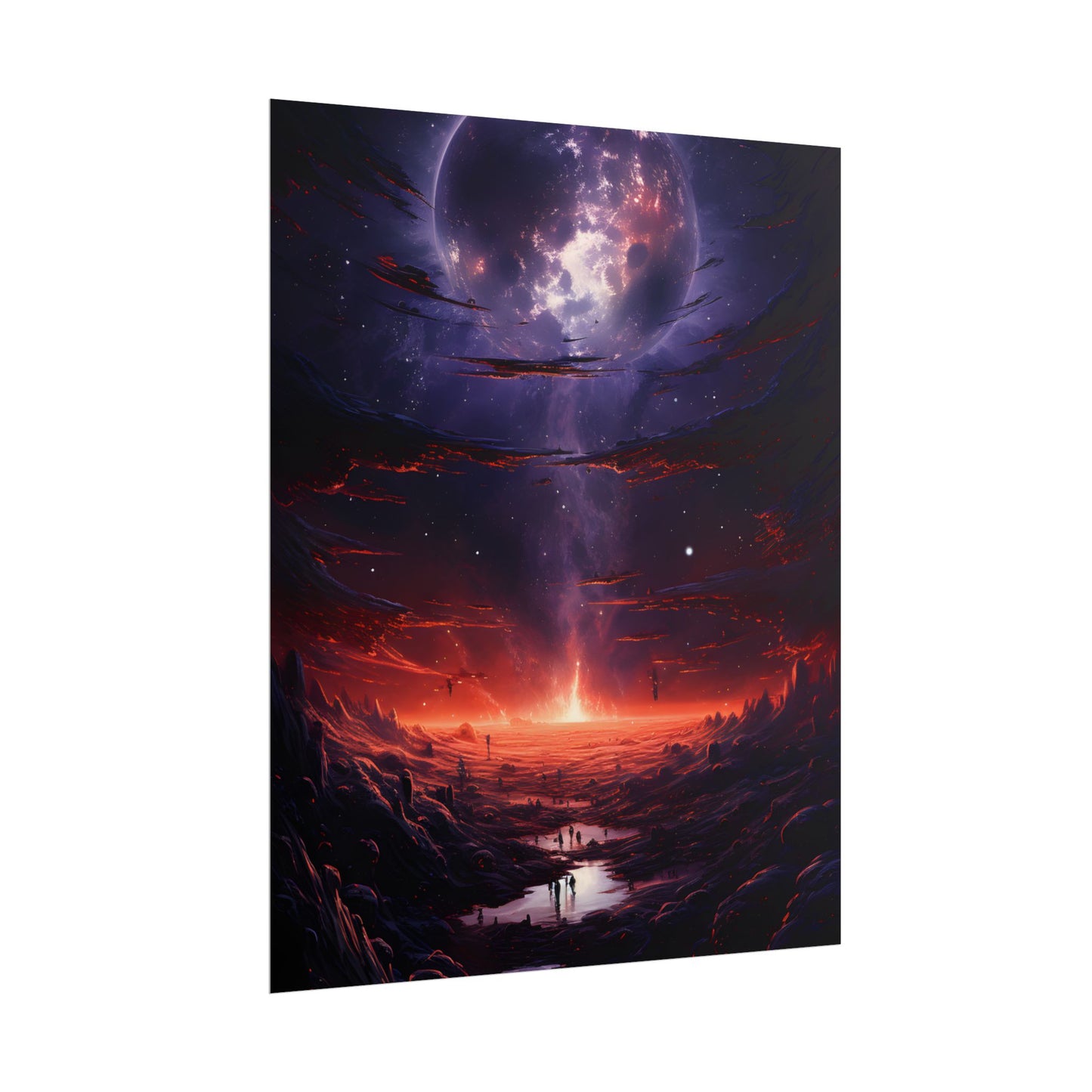 Vivid Black Hole Planet: A Detailed Cosmic Artwork - Poster
