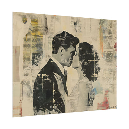 Vintage Romance: Celebratory Couple Art Poster - Poster