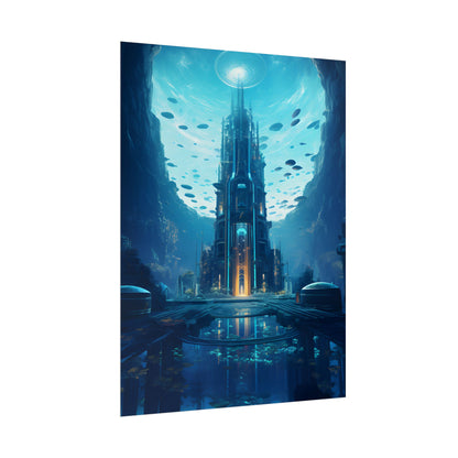 Dive into the Future: Submerged Metropol Underwater Cityscape - Poster