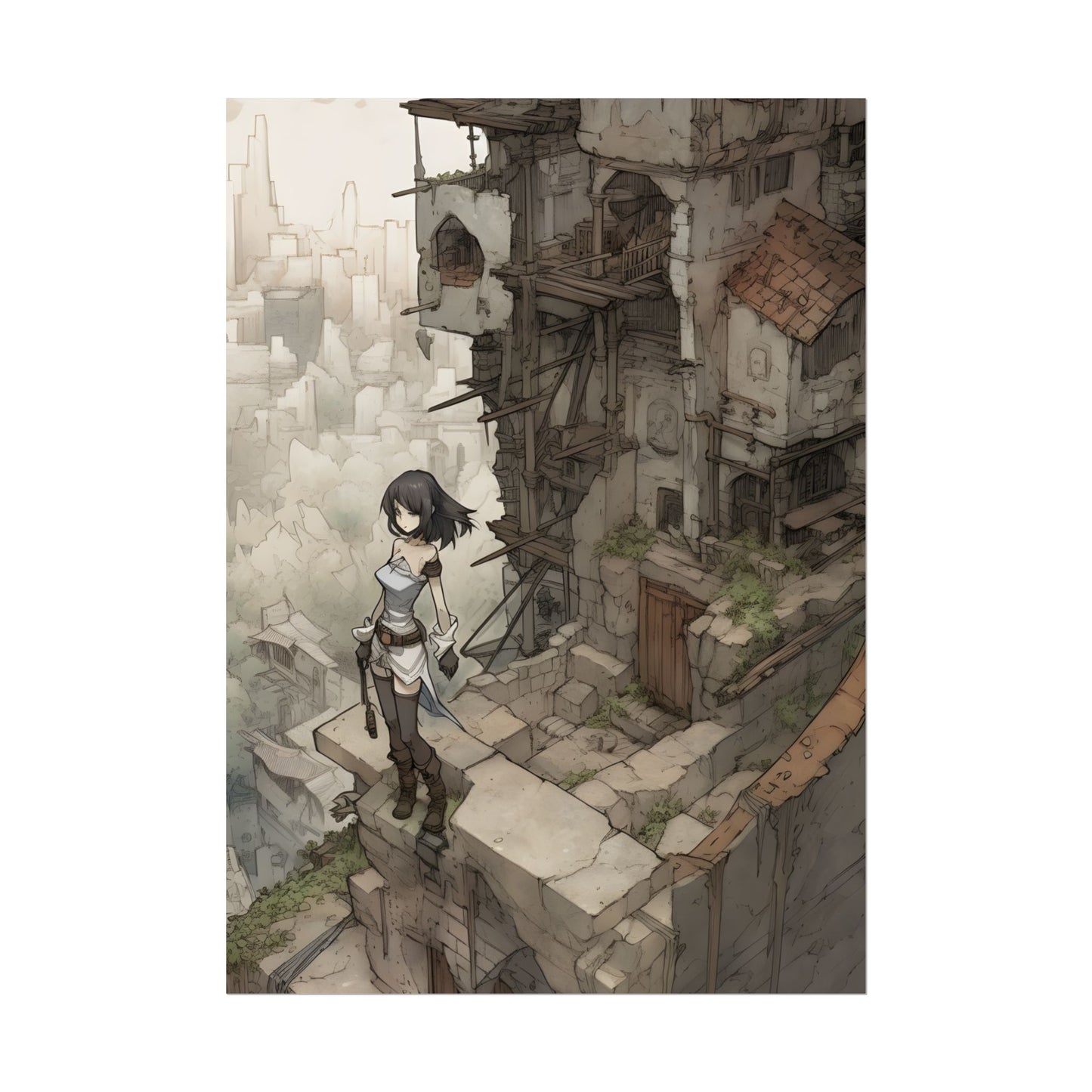 Dramatic Anime Bird Art: Detailed Illustration - Poster