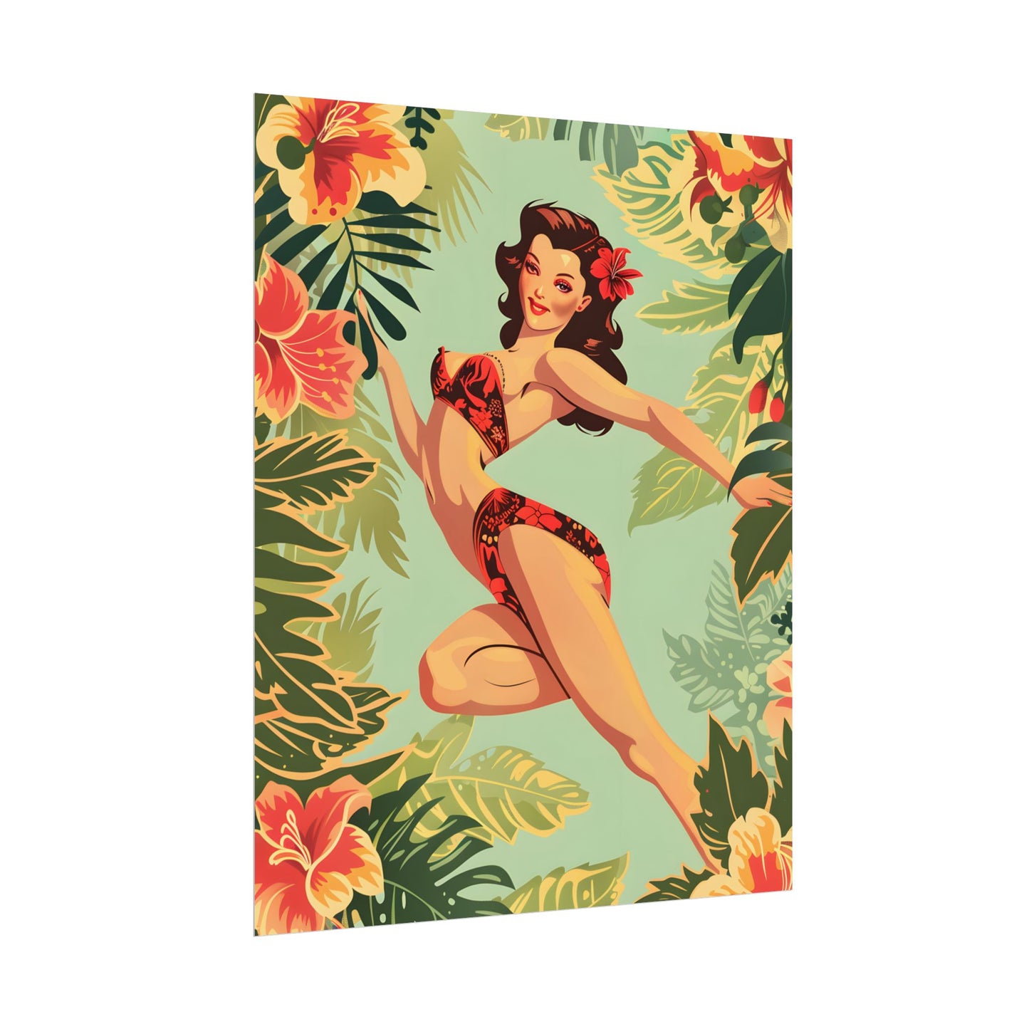 Vintage Retro Pin-Up Girl: Mid-Century Art Illustration - Poster