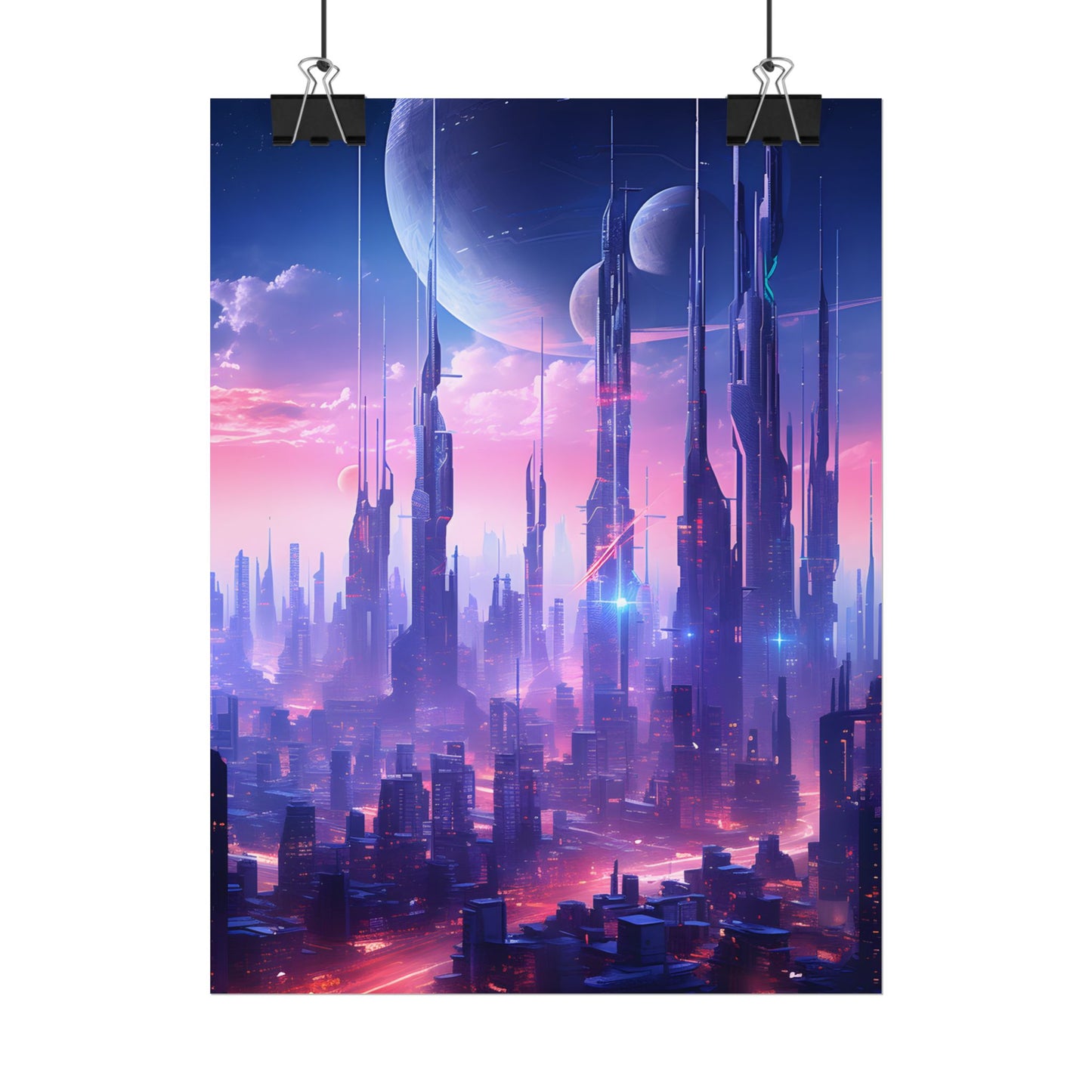 Cyberpunk Cityscape: Dark Futuristic Metropolis Digital Art - Poster