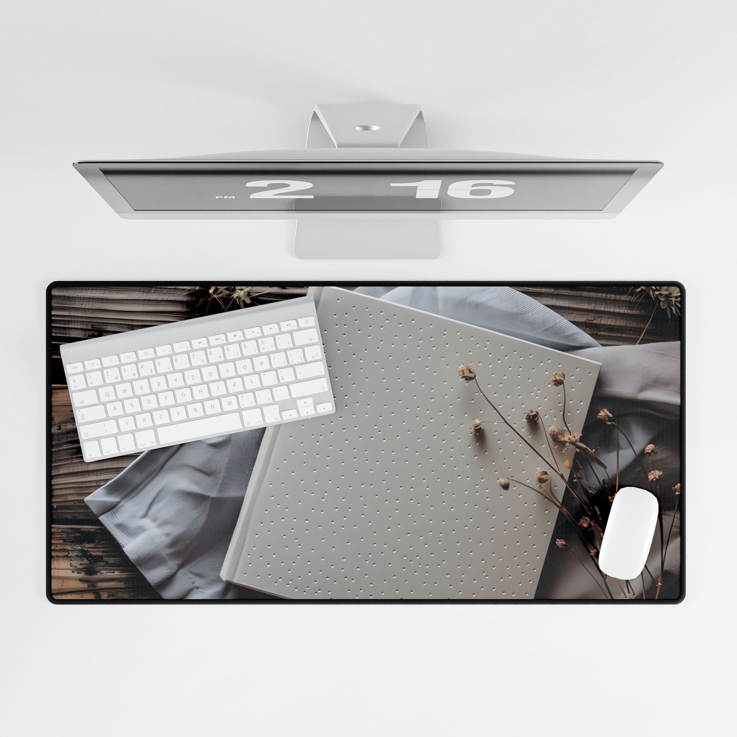 Minimalist Notebook with Embossed Dot Pattern - Desk Mat