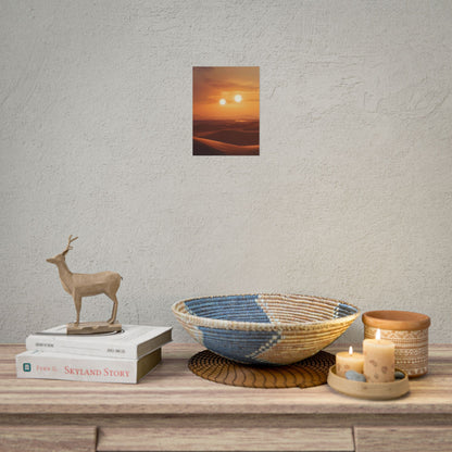 Serene Binary Sunset Artwork: A Peaceful Landscape - Poster