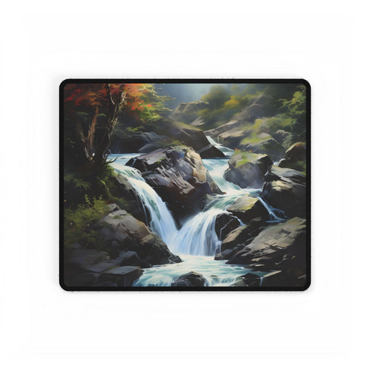 Breathtaking Waterfall: Oil Painting Masterpiece - Desk Mat
