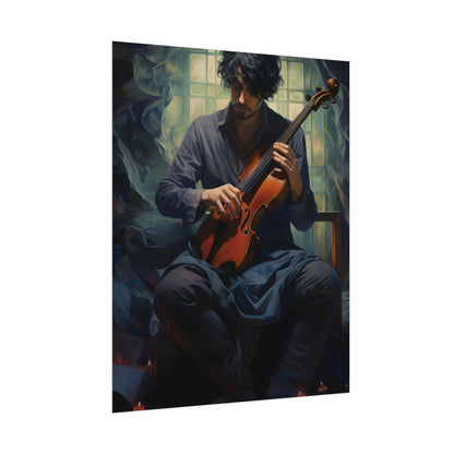 Mysterious Musician: Intimate Guitar Portrait - Poster