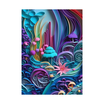 Vibrant Beach Landscape: Paper Quilling Artwork - Poster