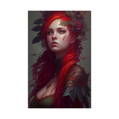 Intimate Red Hair Portrait: Artistic Female Figure in Black Dress - Poster