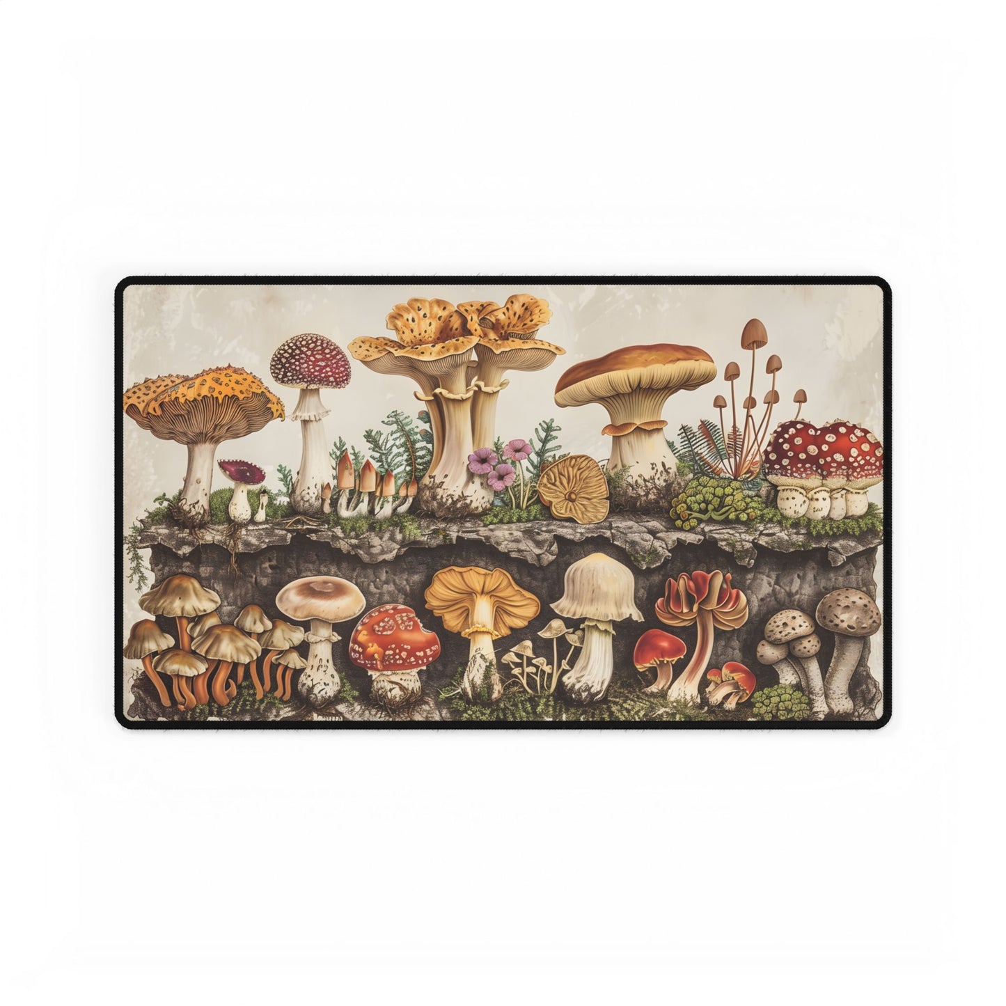 Vintage Mushroom Illustration: Detailed Artwork - Desk Mat