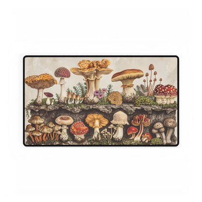 Vintage Mushroom Illustration: Detailed Artwork - Desk Mat