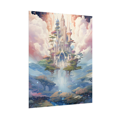 Surreal Floating City in Celestial Fantasy: A Dreamlike Digital Artwork - Poster