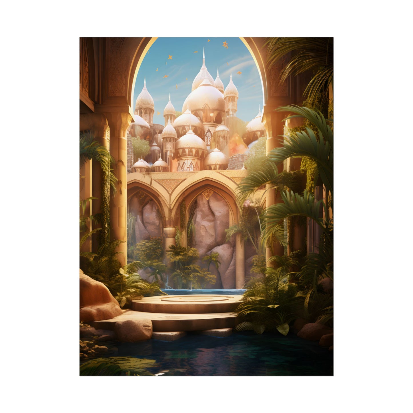 Mythical Desert Oasis: Arabian Nights Inspired Artwork - Poster