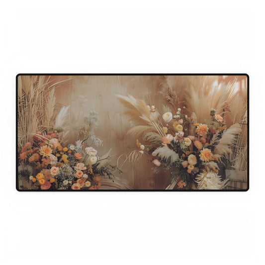 Whimsical Floral Pampas Find: Explore Calming Artwork - Desk Mat