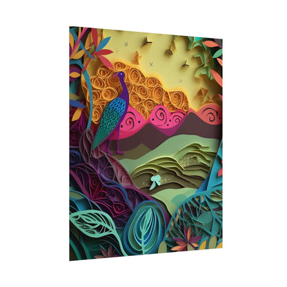 Vibrant Indian Quilling Art: Traditional Landscape Decoration - Poster