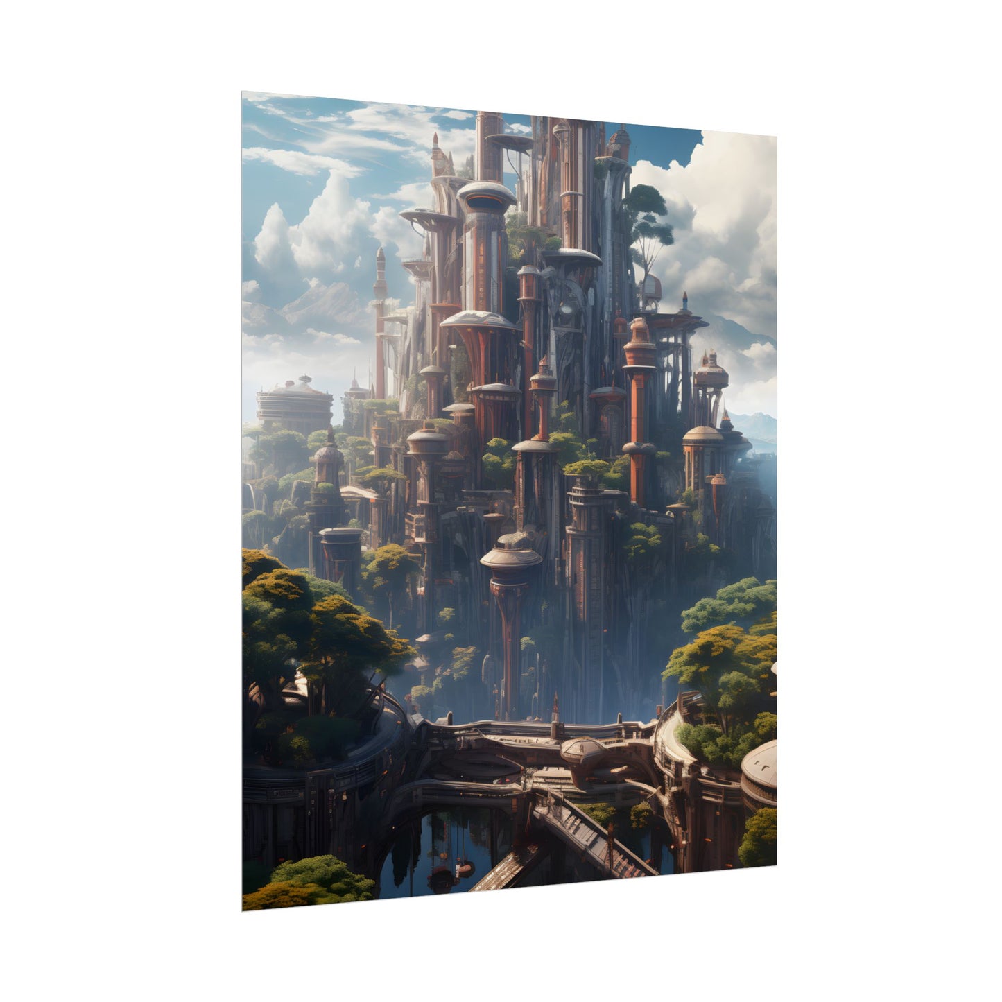 Floating City of Columbia: Breathtaking Modern Urban Landscape - Poster