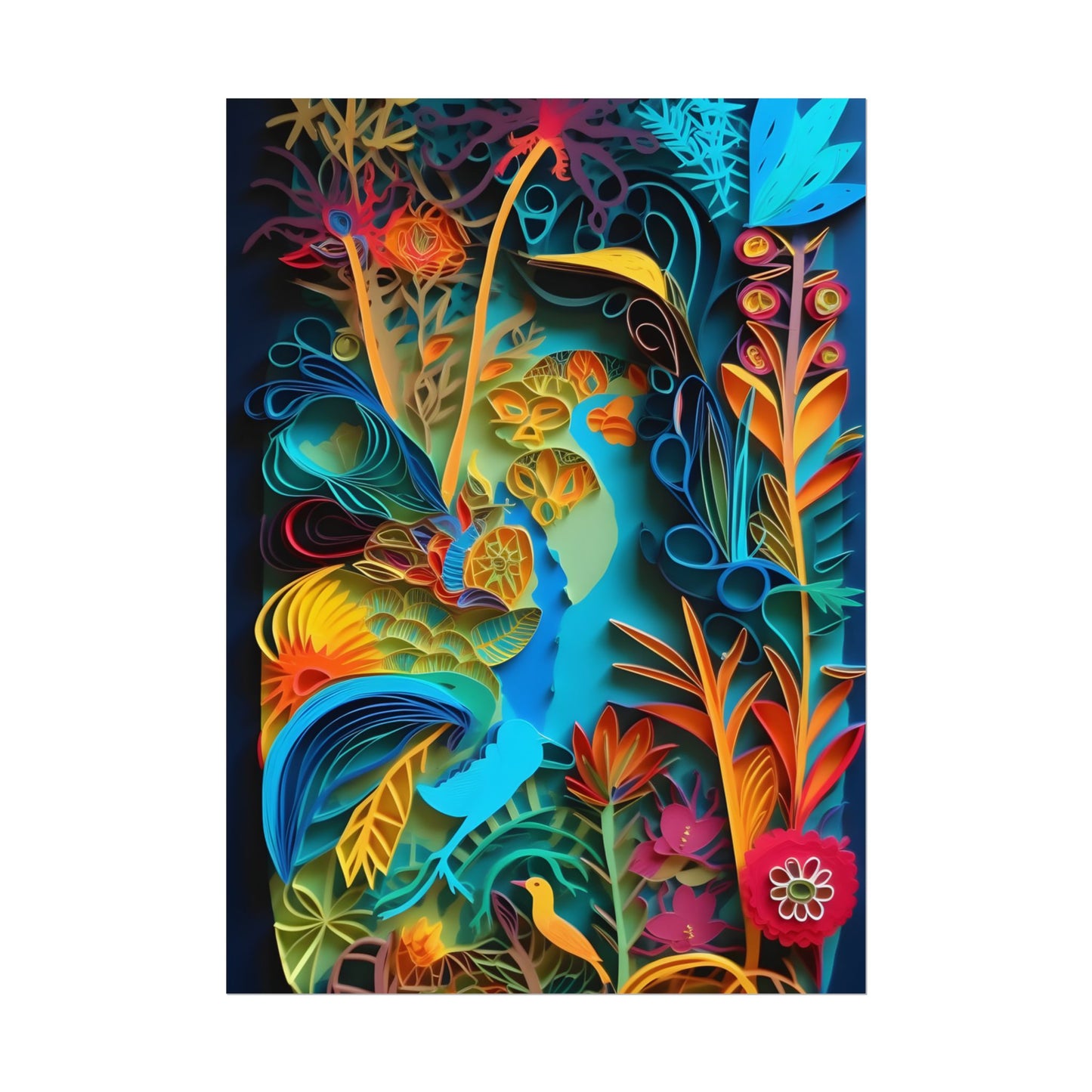 Indian Quilled Landscape: Colorful Paper Art - Poster