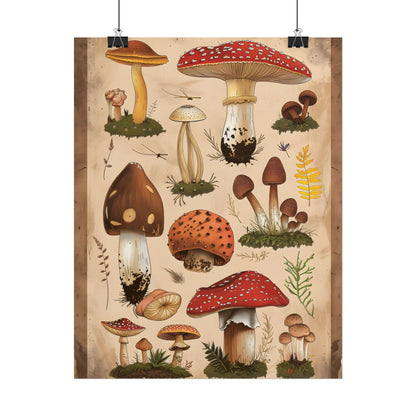 Vibrant Mushroom Species Poster: A Colorful Collection - Poster