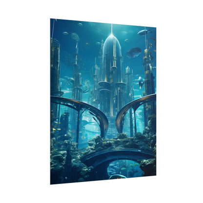 Underwater City of the Future: Sleek Modern Architecture - Poster