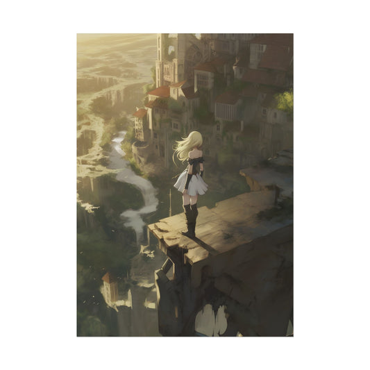 Dramatic Anime Blonde Female Digital Art - Poster