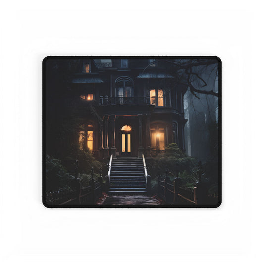 Ethereal Victorian Mansion at Dusk: A Haunting Atmosphere - Desk Mat