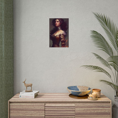 Lovely Brown Hair Portrait: Stunning Female Art - Poster