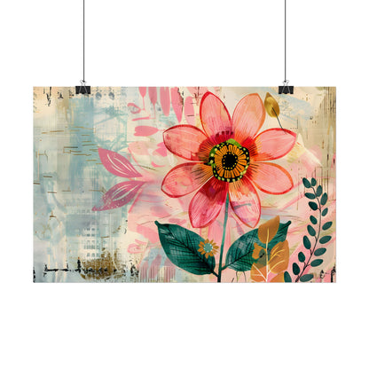 Blooming Growth: Whimsical Flower Art - Poster