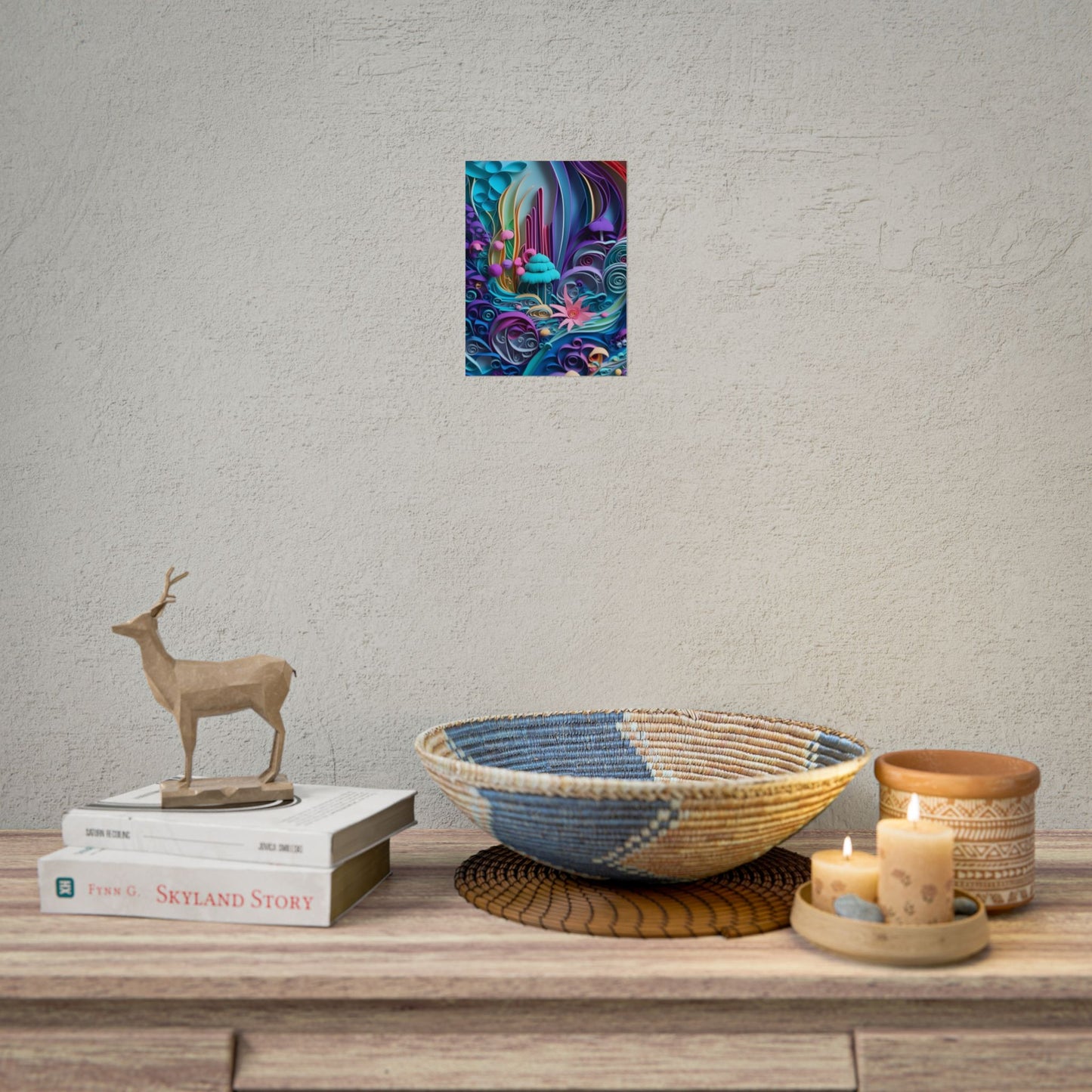 Vibrant Beach Landscape: Paper Quilling Artwork - Poster