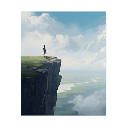 Spring Afternoon Outdoor Scene: Person Walking on Sidewalk - Poster