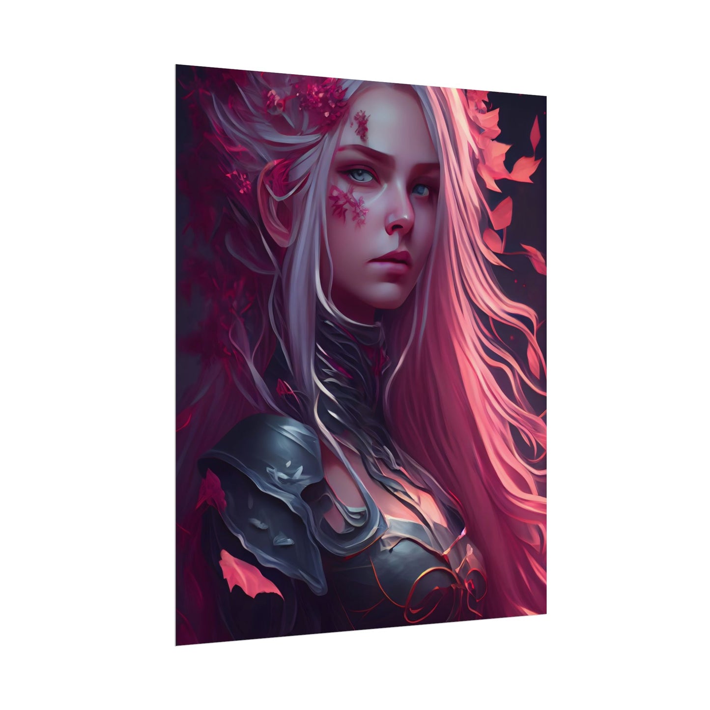 Astonishing Female Portrait with Pink Hair: Artistic Vision - Poster