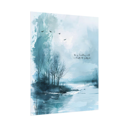Serene Landscape: A Peaceful Nature Scene with Inspirational Quote - Poster